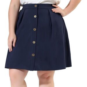Agnes orinda navy faux button front skirt